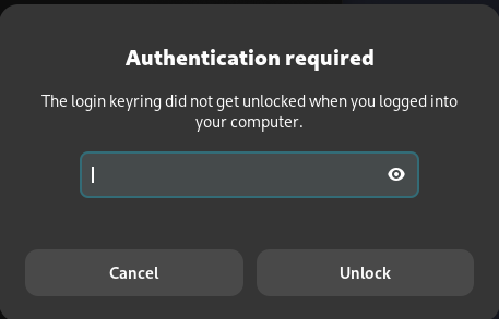 Gnome kering was not unlocked
